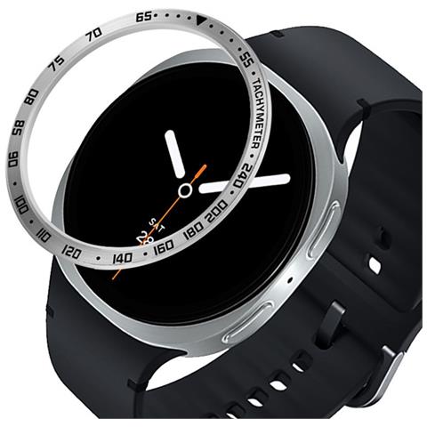 Anello Lunetta In Acciaio Inossidabile Compatibile Con Samsung Galaxy Watch8 44mm - Protezione Elegante Black+sliver 44 Mm - Foto 2