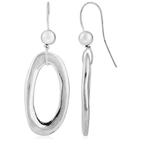 Orecchino In Argento Placcato Argento Con Pendente Ovale A Gancio - Foto 1