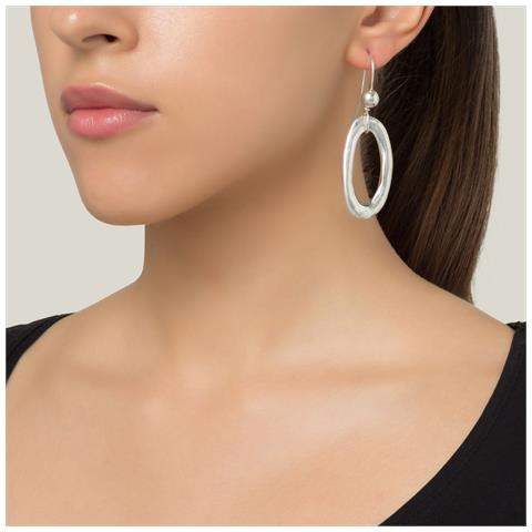 Orecchino In Argento Placcato Argento Con Pendente Ovale A Gancio - Foto 2