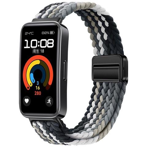 Cinturino Magnetico In Nylon Intrecciato Compatibile Con Huawei Band 8/9/10 - Opzioni Multicolore Black+grey - Foto 1