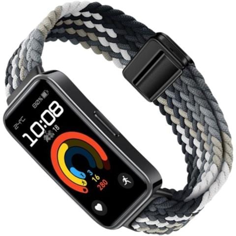 Cinturino Magnetico In Nylon Intrecciato Compatibile Con Huawei Band 8/9/10 - Opzioni Multicolore Black+grey - Foto 3