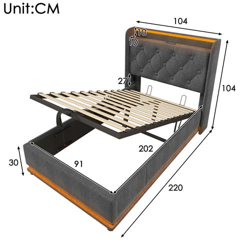 Letto Singolo Con Led A 360° E Usb, Spazio Idraulico Integrato - Foto 2