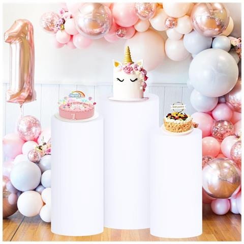 Set Di 3 Coperture Elastiche Bianche Per Tavoli Da Dessert - Trasforma Il Tuo Display Per Torte - Foto 1