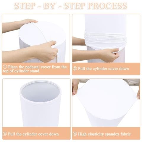 Set Di 3 Coperture Elastiche Bianche Per Tavoli Da Dessert - Trasforma Il Tuo Display Per Torte - Foto 4