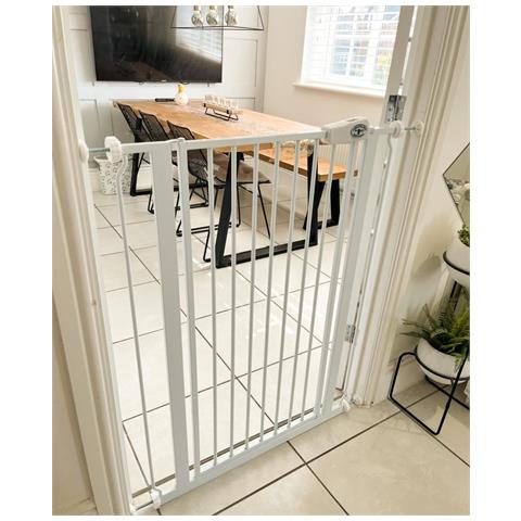 Bettacare Cancelletto Child & Pet Per Bambini E Animali, 113.8cm - 121.4cm, Bianco, Cancelletto Extra Alto Con Un'altezza Di 104cm - Foto 2