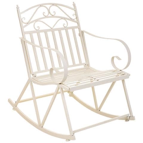 Sedia A Dondolo In Ferro Battuto Bianco 55x45x91h Cm - Foto 1
