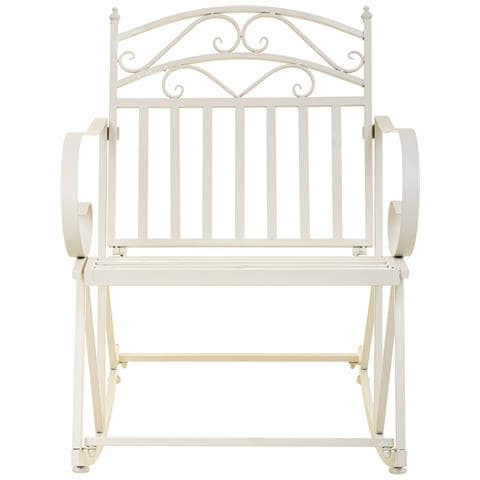 Sedia A Dondolo In Ferro Battuto Bianco 55x45x91h Cm - Foto 2