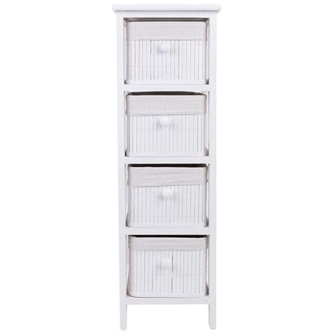 Cassettiera Legno Bianca 4 Cassetti Bambù 26x32x81 Cm - Foto 2