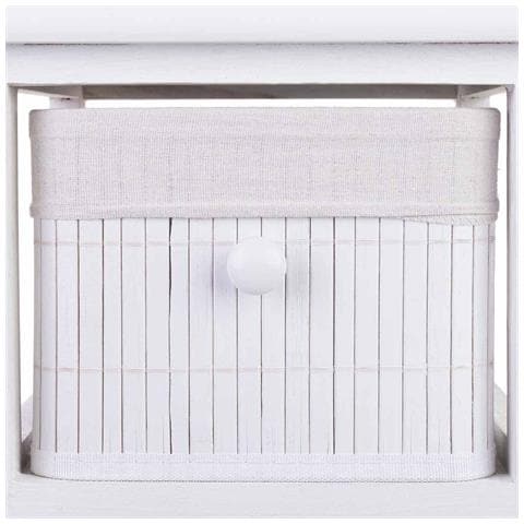 Cassettiera Legno Bianca 4 Cassetti Bambù 26x32x81 Cm - Foto 7