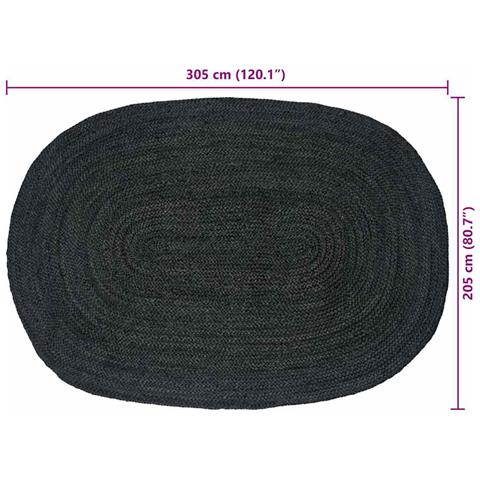 Tappeti per area Ovale Nero 205 x 305 cm Juta - Foto 8