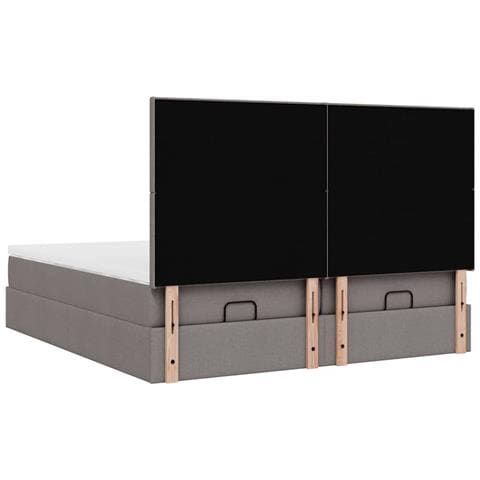 Struttura Letto Pouf con Materassi Tortora 160x200cm in Tessuto - Foto 9