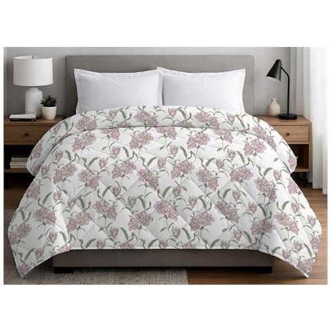 Trapuntino Piumino Estivo Primaverile 100gr Mq Leggero Disegno Magnolia Matrimoniale Rosa - Foto 1