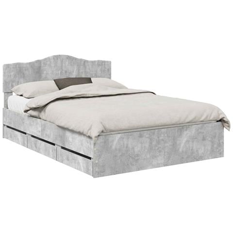 Struttura del letto con cassetto Grigio cemento 140 x 190 cm - Foto 1
