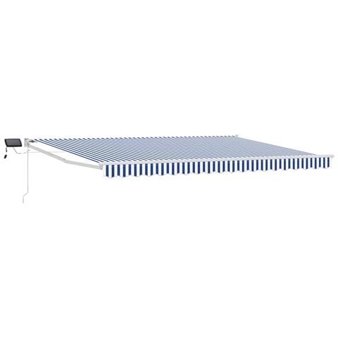 Tenda retrattile manuale con LED Blu e Bianco 4 × 3 m - Foto 1