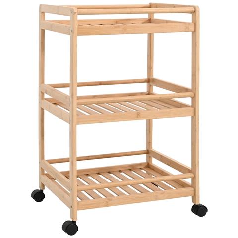 Carrello da Cucina con Ruote Naturale 46 x 38 x 76 cm Bambù - Foto 1
