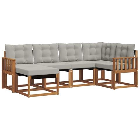 Set di divani da esterno 6 pcs Grigio Naturale e Chiaro - Foto 1
