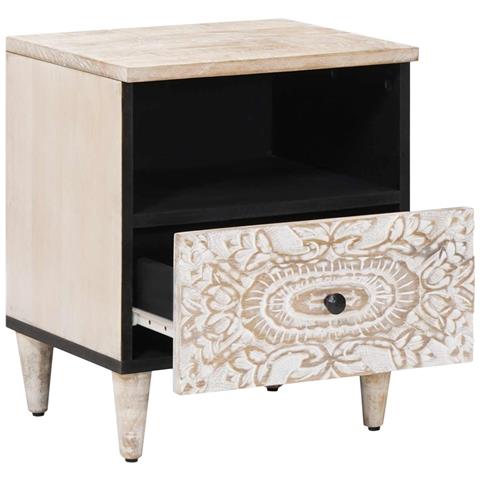 Mobiletto da Letto con cassetto 2 pcs Bianco 40 x 33 x 46 cm - Foto 2