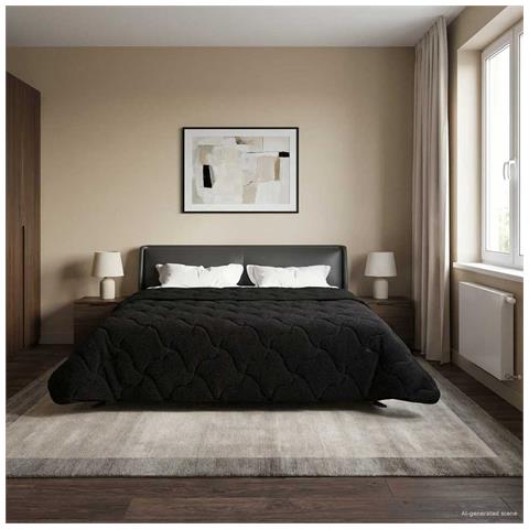 Duvet Estivo Nero 220 x 240 cm Microfibra e Fleece Teddy - Foto 2