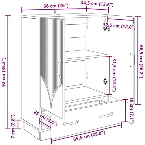 Credenza Bianco 66 x 34,5 x 92 cm Legno ingegnerizzato - Foto 9
