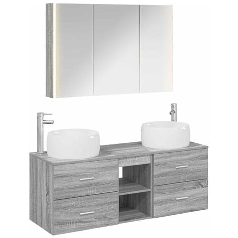 Set di mobili per il bagno 4 pcs Sonoma grigio - Foto 1