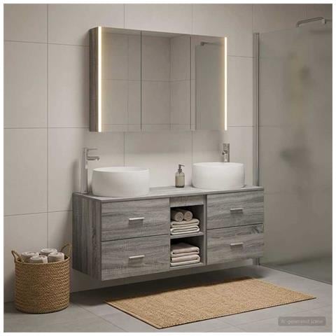 Set di mobili per il bagno 4 pcs Sonoma grigio - Foto 2