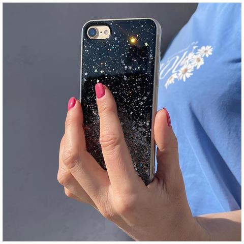 Coperchio Nero Per Iphone 13 Pro Con Glitter Stellari. - Foto 1