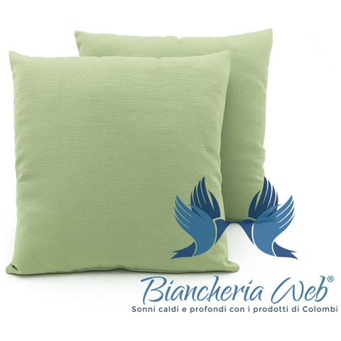 Coppia Cuscini Arredo Imbottiti Tessuto Ottoman In Tinta Unita Colore Verde 40 50x50 Verde 40 - Foto 1
