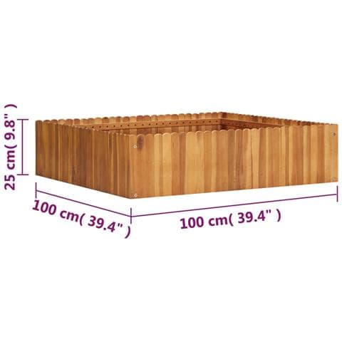 Fioriera Da Giardino 100x100x25 Cm In Legno Massello Di Acacia - Foto 5