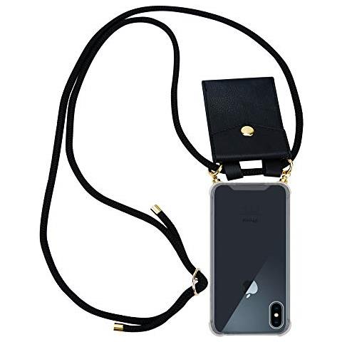 Cadorabo Catena Di Telefoni Cellulari Compatibile Con Apple Iphone X / Xs In Nero - Coperchio Protettivo In Silicone Con Anelli D'oro, Cinturino In Corda E Custodia Staccabile - Foto 1