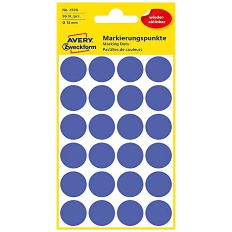 Avery Zweckform Etichetta 18 mm Marcatura Punto Blu, Riposizionabili, 96st - Foto 1