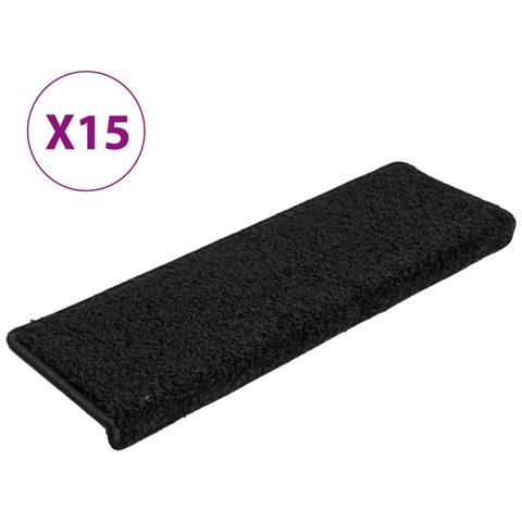 Tappetini per Scale in Moquette 15 pz 65x21x4 cm Neri - Foto 1