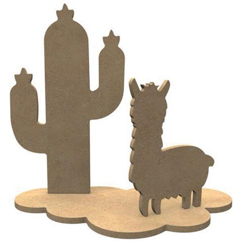 Decorazione In Legno 3d Mdf - Llama E Cactus - Foto 3