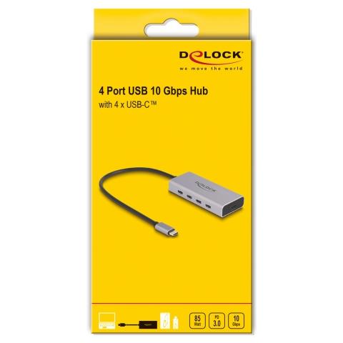 Hub USB 10 Gbps USB Type-C con 4 x USB Type-C femmina + 1 x USB Type-C PD 85 Watt con cavo di collegamento da 30 cm - Foto 2