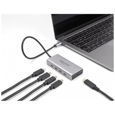 Hub USB 10 Gbps USB Type-C con 4 x USB Type-C femmina + 1 x USB Type-C PD 85 Watt con cavo di collegamento da 30 cm - Foto 1