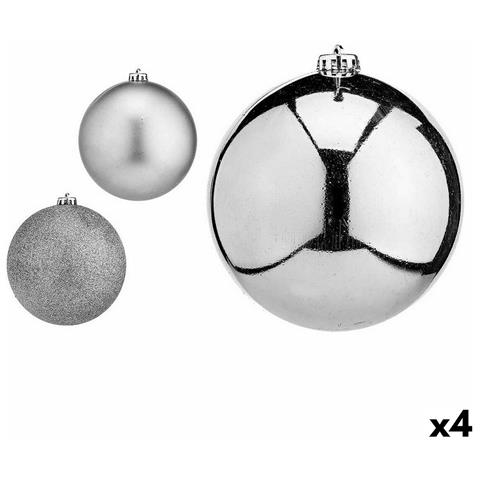 Set Di Palline Di Natale Argentato Plastica Ø 15 Cm (4 Unità) - Foto 1