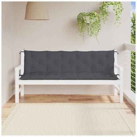 Cuscini Panca Giardino 2pz Antracite 180x50x7cm Tessuto Oxford - Foto 1
