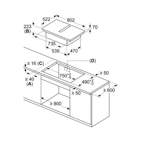 Piano Cottura PVS811B16E a Induzione 4 Zone Cottura da 80.2 cm + Cappa Aspirante Integrata Colore Nero - Foto 7