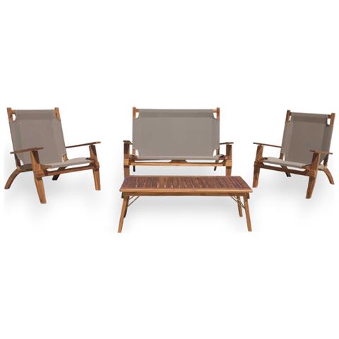 Salotto Set Da Giardino Esterno In Legno Di Acacia Con Seduta In Poliestere Summer Fresh - Foto 1