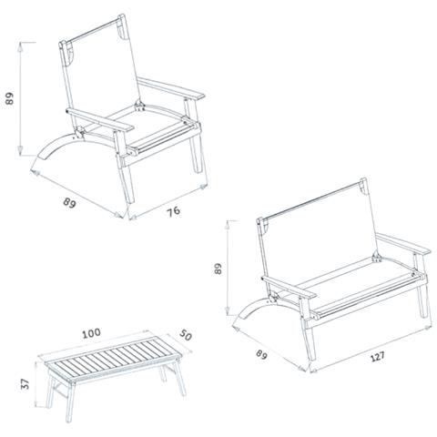 Salotto Set Da Giardino Esterno In Legno Di Acacia Con Seduta In Poliestere Summer Fresh - Foto 2