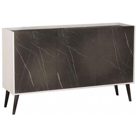 Credenza Madia Da Ingresso Casa A 3 Ante In Legno Nobilitato Bilaminato Francis - Black - Foto 1
