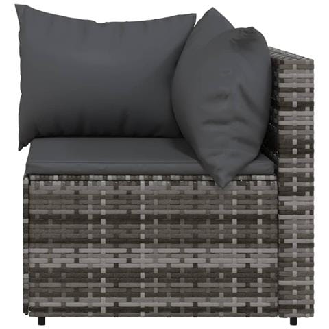 Divano Angolare da Giardino con Cuscini in Polyrattan Grigio - Foto 2