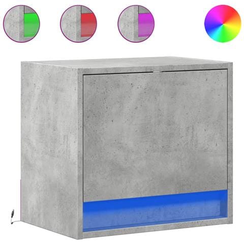 Comodini A Parete Con Luci Led 2 Pz Grigio Cemento - Foto 2