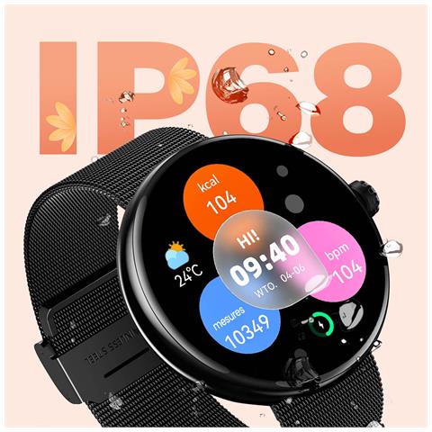 Smartwatch Donna Elegante Monitoraggio Salute Con Chiamate Bluetooth, Nero - Foto 2