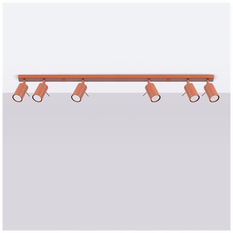 Lampada Da Soffitto Ring 6l Rosso Ocra Sl. 1511 - Moderno Lampada Da Soffitto Ocra Rossa 17x117x6 Cm - Foto 2