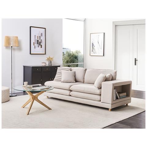 Divano 2 Posti Heden Tessuto Beige Con Cuscino - Foto 1