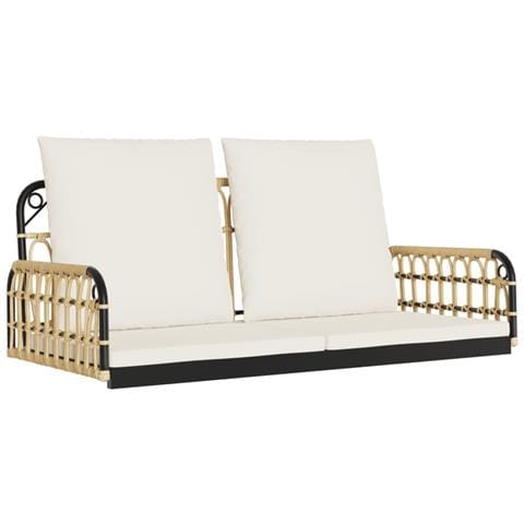 Panchina a Dondolo con Cuscini 105x58x38cm Polyrattan e Acciaio - Foto 1