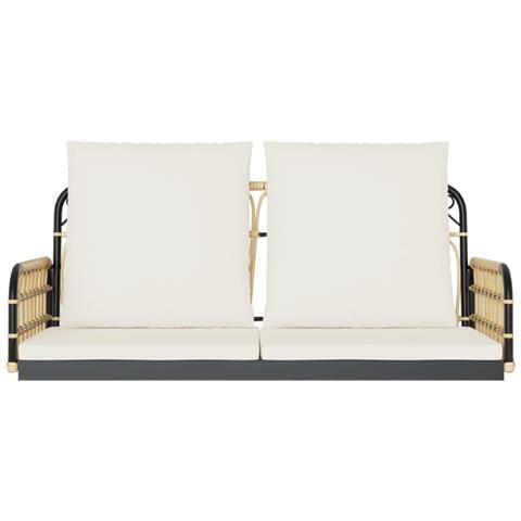 Panchina a Dondolo con Cuscini 105x58x38cm Polyrattan e Acciaio - Foto 10