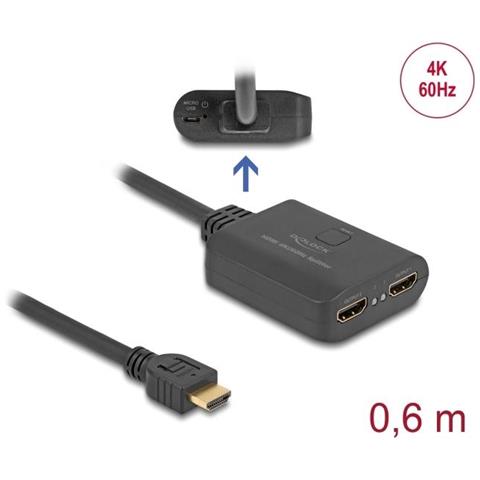 Splitter Hdmi Da 1 Ingresso Hdmi A 2 Uscite Hdmi 4k 60 Hz Con Downscaler - Foto 1