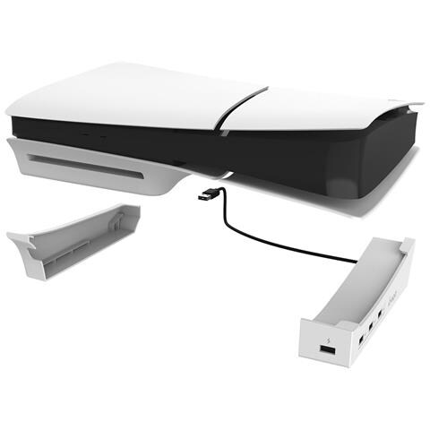 Hub Usb Per Playstation 5 Slim / 5 Pro Con Supporto Orizzontale, Bianco - Foto 5