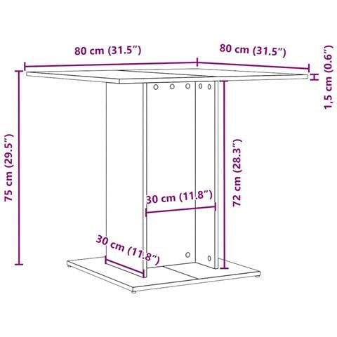 Tavolo da Pranzo Rovere Nero 80x80x75 cm Legno Multistrato - Foto 2